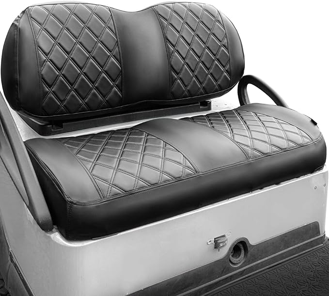 NOKINS Golf Cart Vinyl Diamond Seat Covers kit, Fit Club Car Precedent/Tempo/Onward Premium Front Seat Cushion, Soft/Scratch-Resistant/No Stapler Needed