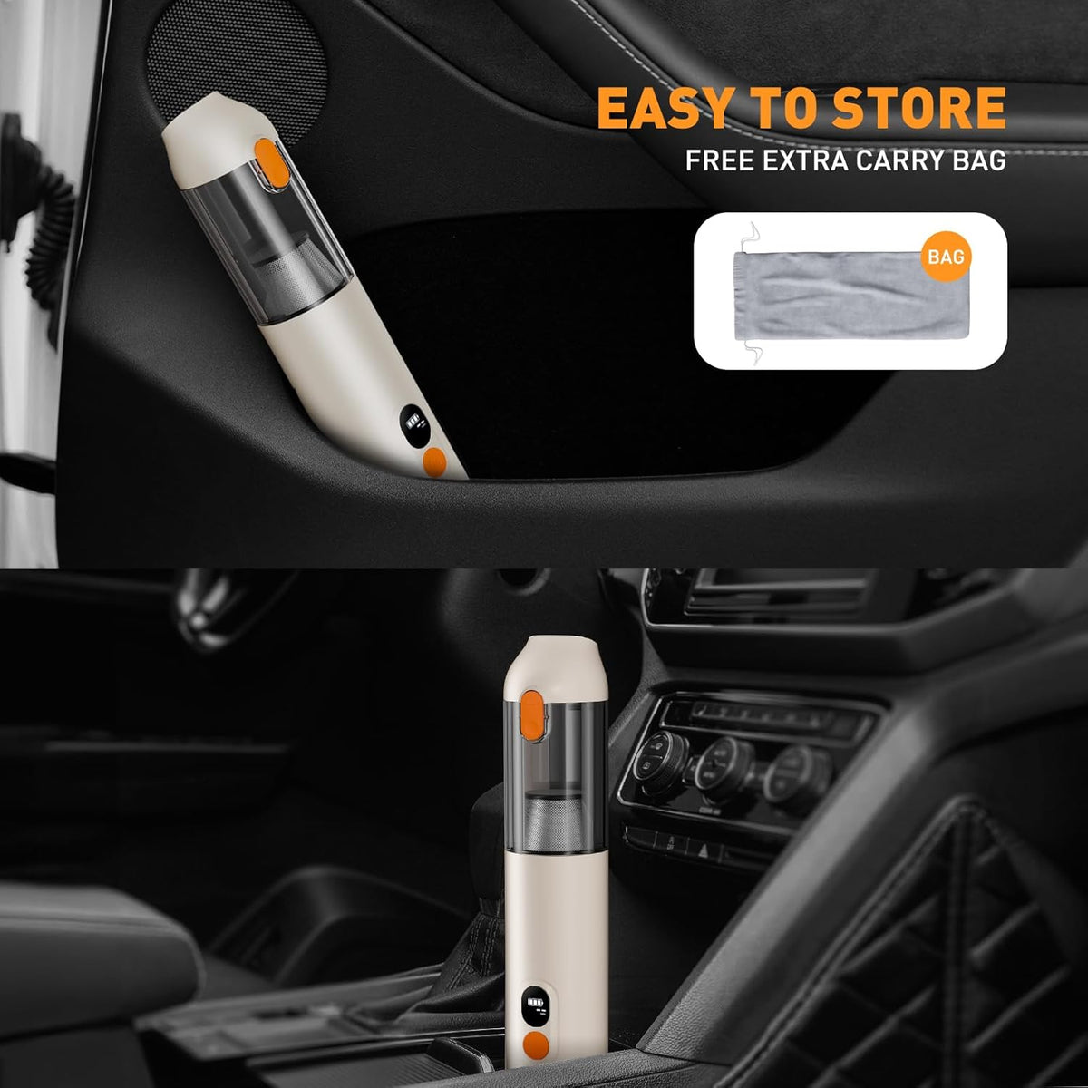 OXILAM 4 in 1 Car Vacuum - Handheld Vacuum 14000PA High Power, Portable Cordless Small Vacuum, Blow & Suction 2 in 1, Up to 30 Mins Runtime, Multi-Nozzles, Vacuum Cleaner for Home, Pet, Car, Office