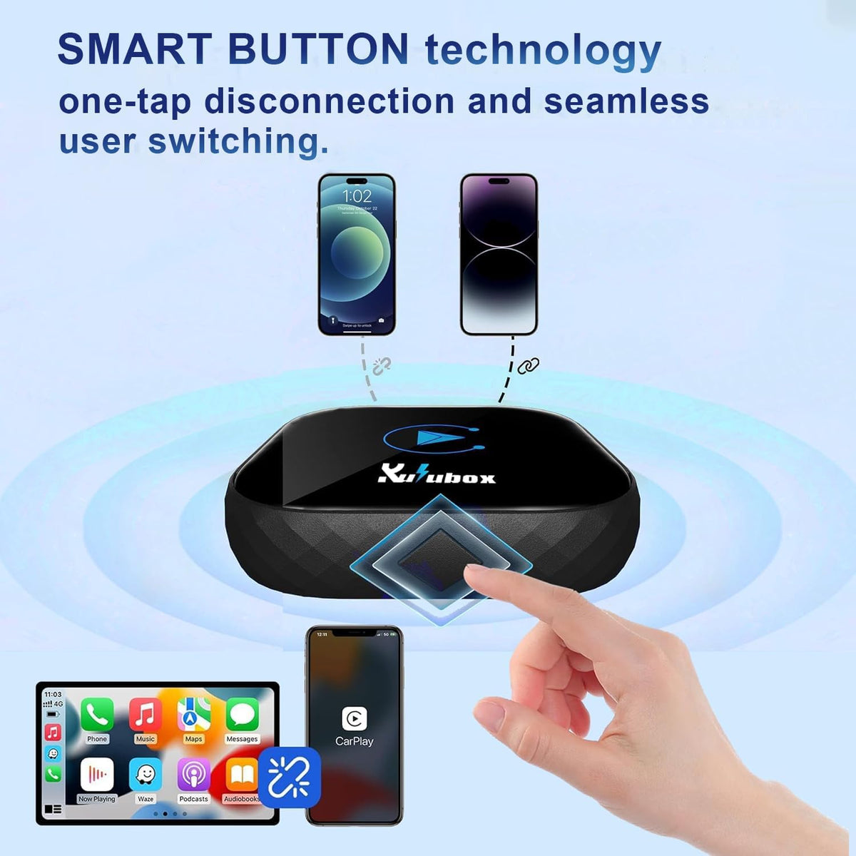 Wireless CarPlay Adapter for iPhone - 2025 Wired to Wireless CarPlay Dongle with Dual-Band WiFi, Low Latency, Auto Connect, Plug & Play for Factory OEM Wired CarPlay Cars