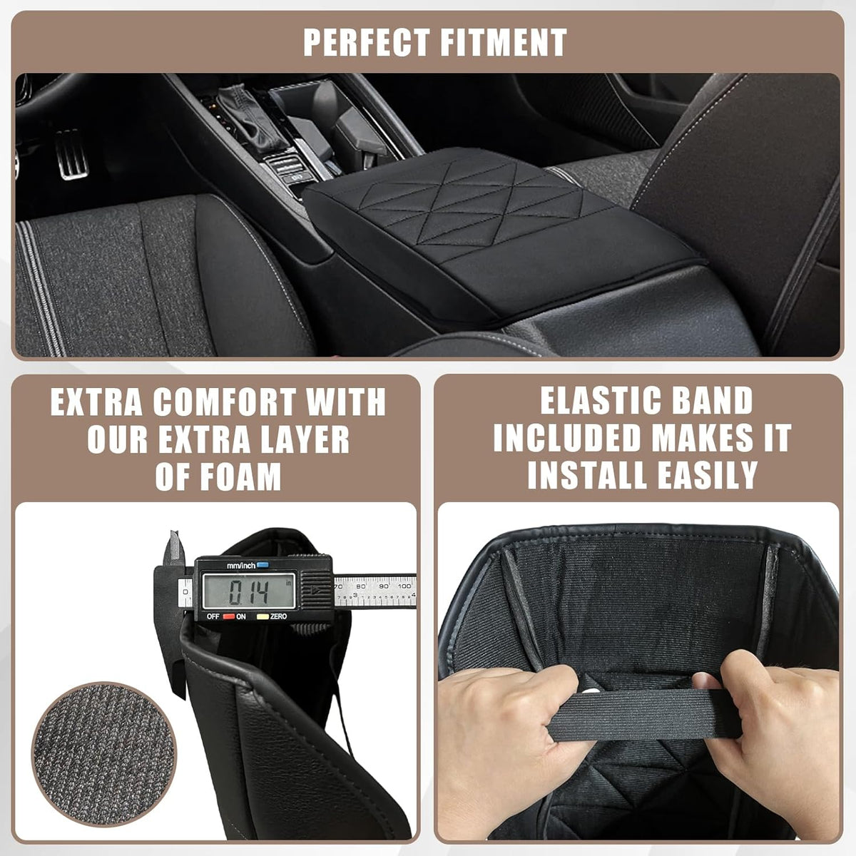 Muslogy for Accord 2025 2024 2023 Center Console Cover Armrest Pad Vegan Leather Extra Soft Armrest Lid Protector Compatible with Honda Accord LX EX Sport Hybrid EX-L Sport-L Touring (V2 Black)