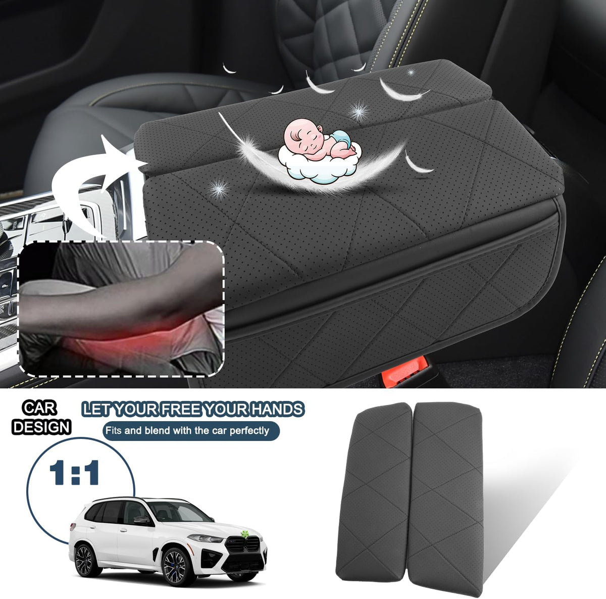 Ruiya BMW X5/X6/X7 Armrest Cover,for BMW X5/X6/X7 Accessories Center Console Cover Comfy Thicken Armrest Lid Cover Compatible with (2019~2026) BMW X5 G05/(2020~2026) BMW X6 G06/(2019~2026) BMW X7 G07