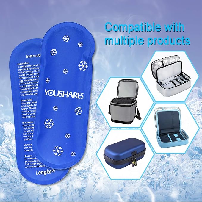 YOUSHARES Ice Packs for Insulin Travel Case - Reusable Cooler Ice Packs Suitable for Diabetic Insulin Cooler Pen Carry Case（4 Packs）