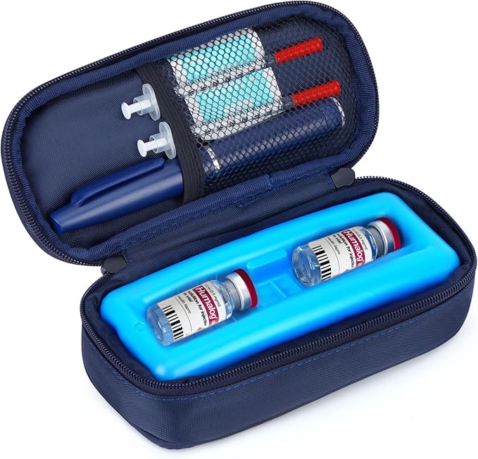 YOUSHARES Insulin Vials Cooler Travel Case - TSA Approved Diabetic Medication Vial Cooling Bag with Protective Ice Brick, Refrigerated Diabetes Supplies Organizer, Small Bottle Carrying Storage