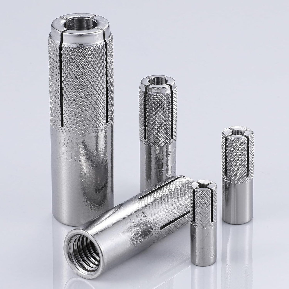 Wensilon(20 pcs) 5/16"-18 Premium Stainless Steel Drop in Anchors Assortment, Knurled Drop-in-Anchor for Solid Concrete, Internal Forced Expansion Screw Bolts