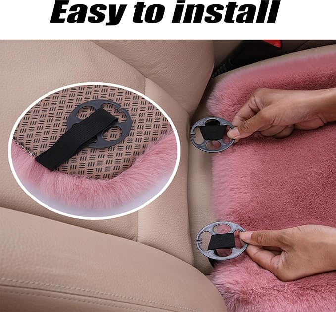 Plush Car Seat Cushion, Soft Warm Fuzzy Faux Rabbit Fur Fluffy Plush Auto Seat Cover Vehicle Car Front and Back Seat Protector Pad with Non-Slip Backing Cushion Interior Universal Fit (Purple2,3PCS)