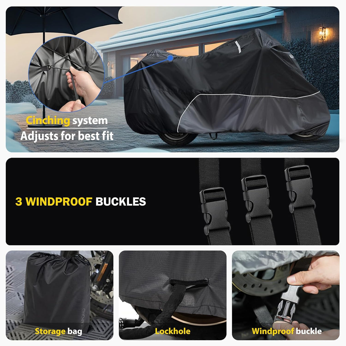 Motorcycle Cover for Harley Davidson Touring Models Road Glide Limited, Ultra Limited, Ultra Classic, Road King, Road Glide, Street Glide, Electra Glide - Waterproof Motorcycle Cover Outdoor Storage