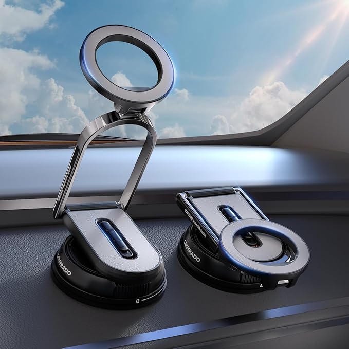Coverado Magnetic Car Phone Holder, Vacuum Magnetic Phone Holder for Car, 360° Rotation Strong Magnet Car Phone Mount Dash Cell Phone Mount for iPhone 17/16/15/14/13/12