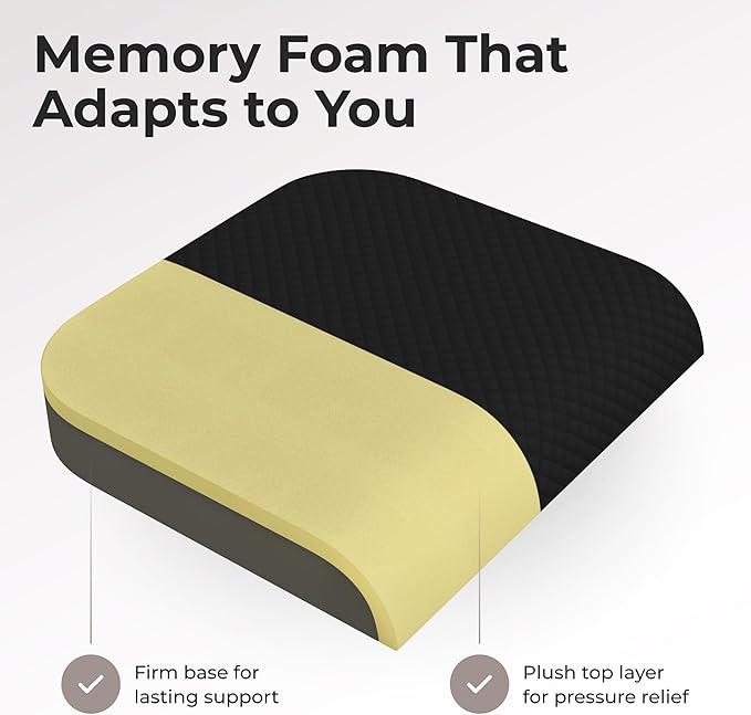 Kölbs Extra Large Seat Cushion, Stylish Plush Velvet Cover, X-Large Memory Foam for Office Chair, Floor Pillow, Cushion Back Pain Coccyx Pain Relief, Carry Handle (Extra Large)