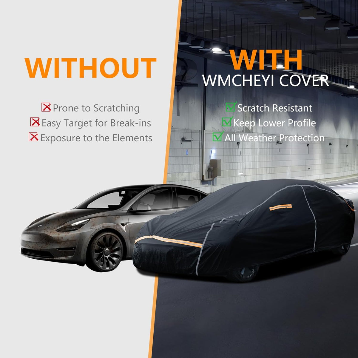Car Cover Waterproof All Weather,6 Layers Car Covers for Automobiles, Full Exterior Cover with Zipper, Outdoor Car Cover Sun UV Rain Snow Wind Protection, Fit for 180"(180*70*59 inch)Sedan
