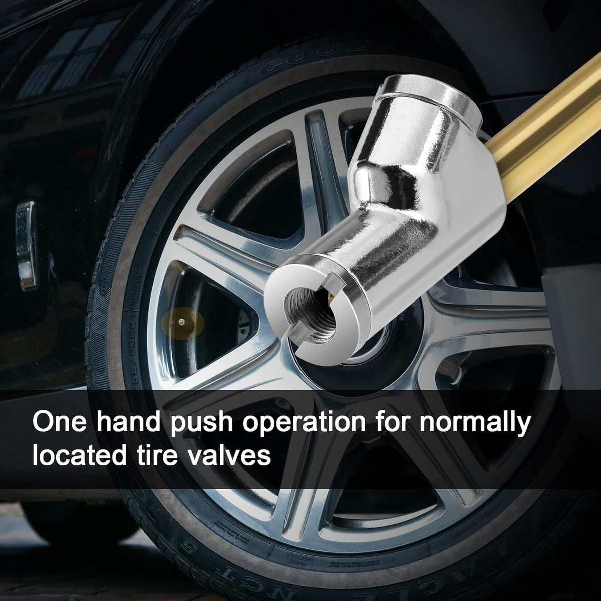 2-Way Connection 13.8" Extended Air Chuck Set, 1/4 in FNPT Straight Foot Dual Head Tire Inflate Chuck with Standard Brass Quick Plug, Tire Air Compressor Fill Kit for Truck RV Dually Tires