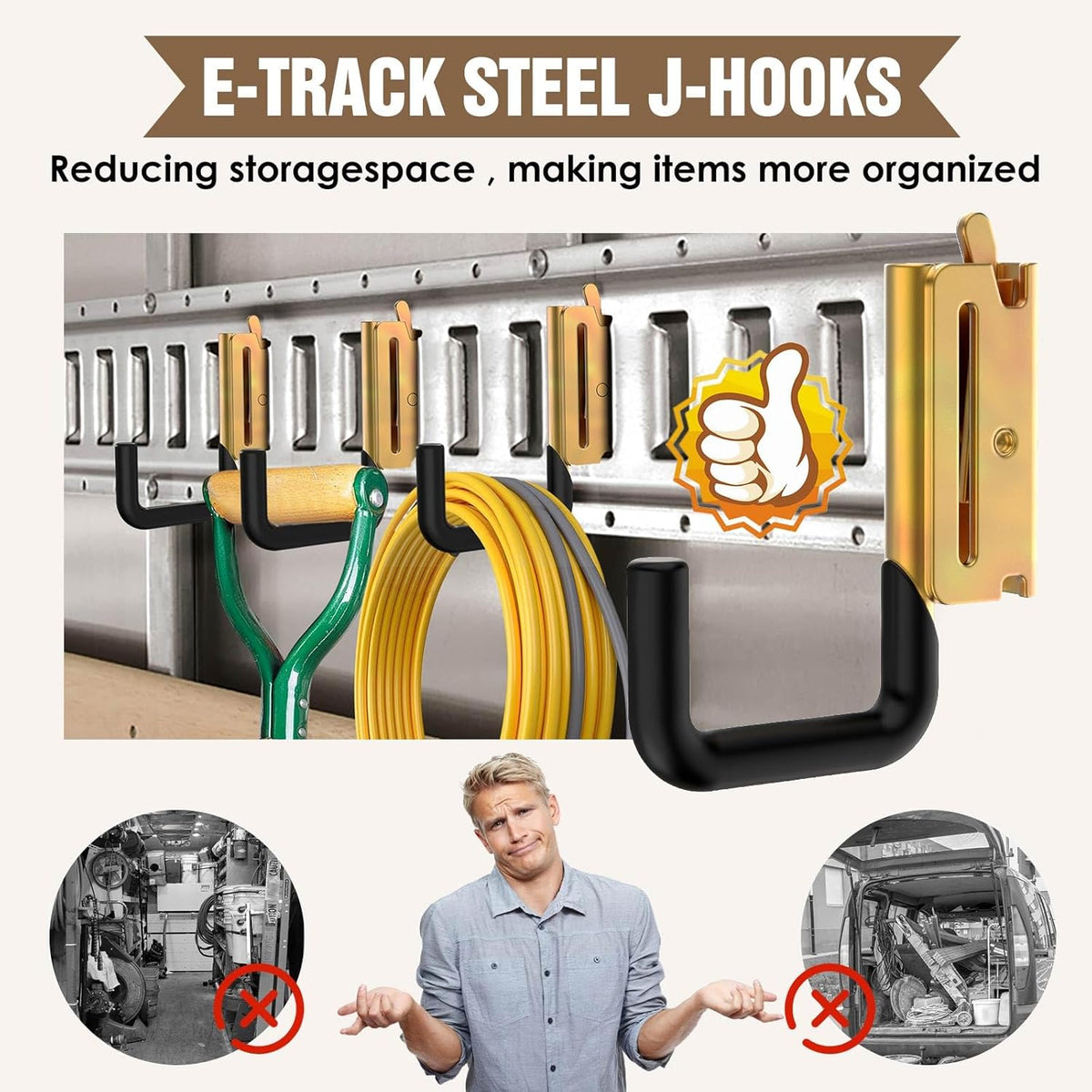 E Track Hook E Track Accessories ，E Track Accessories for Enclosed Trailer The dip molding Process is More Rust Resistant (6PCS E Track J Hooks+6PCS J Hooks Slot)