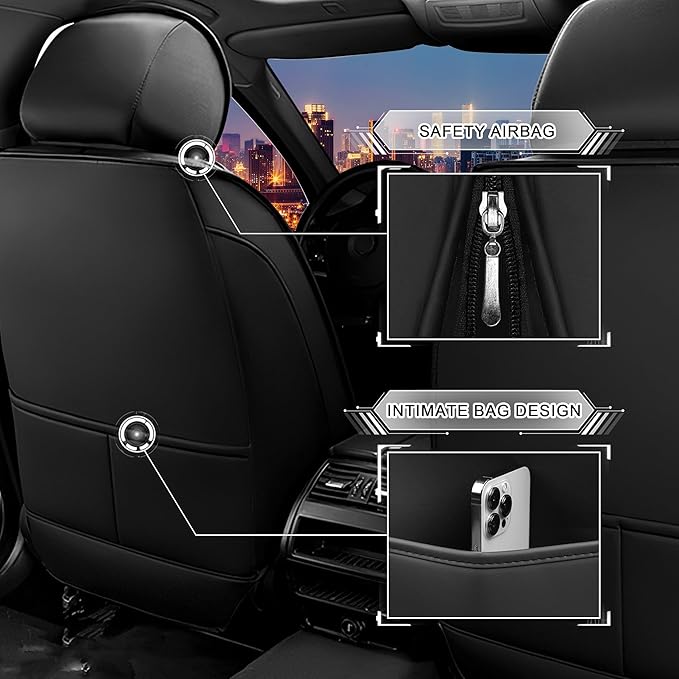 CTDS Car Seat Covers for Hyundai Kona 2018-2026, Stylish Sport Seat Cover, Premium Nappa Leather Car Seat Cover. Automobile Seat Covers Sets.(Luxury 2 Seats/Black White)