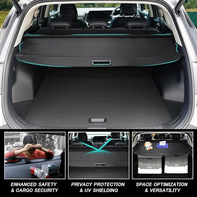 Cargo Cover for Mitsubishi Outlander 2026 2025-2022 (Not Fit Sport Models) Retractable Trunk Cover Security Shielding Shade Cargo Luggage Cover Trunk Privacy Protection (Carbon Fiber Texture)