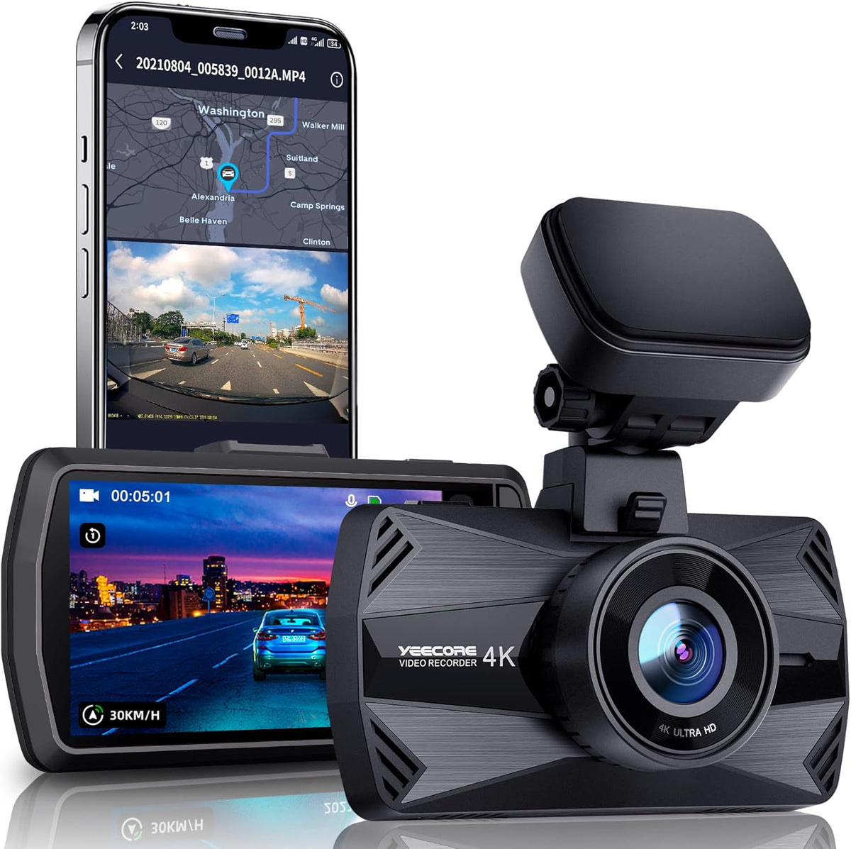 D21 Dash Cam, Real 4K Dash Camera Front 5G WiFi GPS, 3" LCD Super Night Vision Car Camera, 157°Wide Angle Dash Camera for Cars with App, Accident Record, G-Sensor, Parking Mode, 512GB Max
