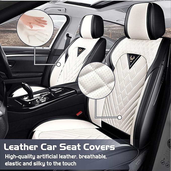 Truck Seat Covers for Ford Bronco 2021-2026, Waterproof Premium Leather Full Coverage Car Seat Cover, Muscle Sport Style Auto Interior Seat Cover Sets (Front Set/Black White)