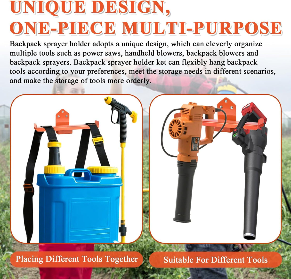Backpack Sprayer Holder, Backpack Leaf Blower Hanger, Heavy Duty Chainsaw Wall Mount Stand Accessories Garage Organization Storage