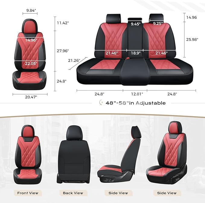 Coverado Car Seat Covers Full Set, Seat Covers for Cars, Front Seat Covers and Back Seat Cover Waterproof Leather Automotive Seat Cover, Universal Car Interior Protectors Cushion for Most Cars