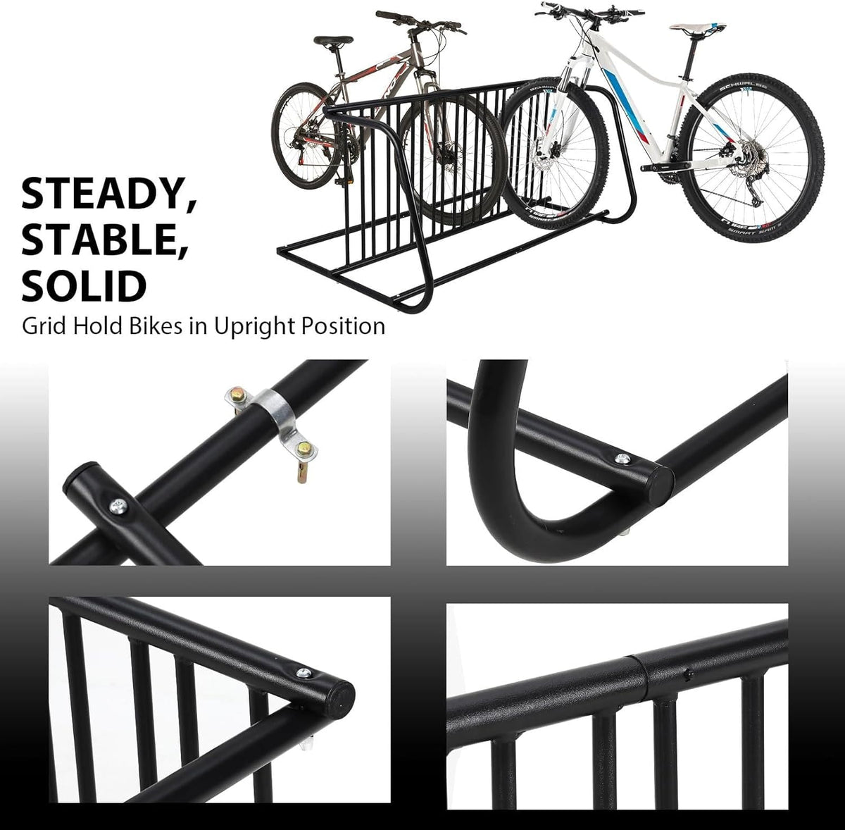 Commercial Floor Bike Rack Stand - 10-Bike Capacity, Premium Steel, Superior Stability, Suitable for Various Locations