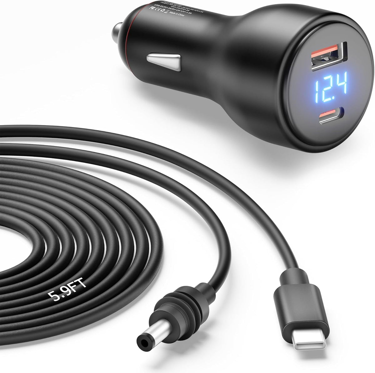 Starlink Mini USB C Power Cable 5.9FT 3 in 1 Starlink Mini Car Adapter DC Power Cable and Car Charger Smart Boost 12V to 20V/100W with Digital Display Durable USB C PD 100W and USB A 18W Port 1.8M