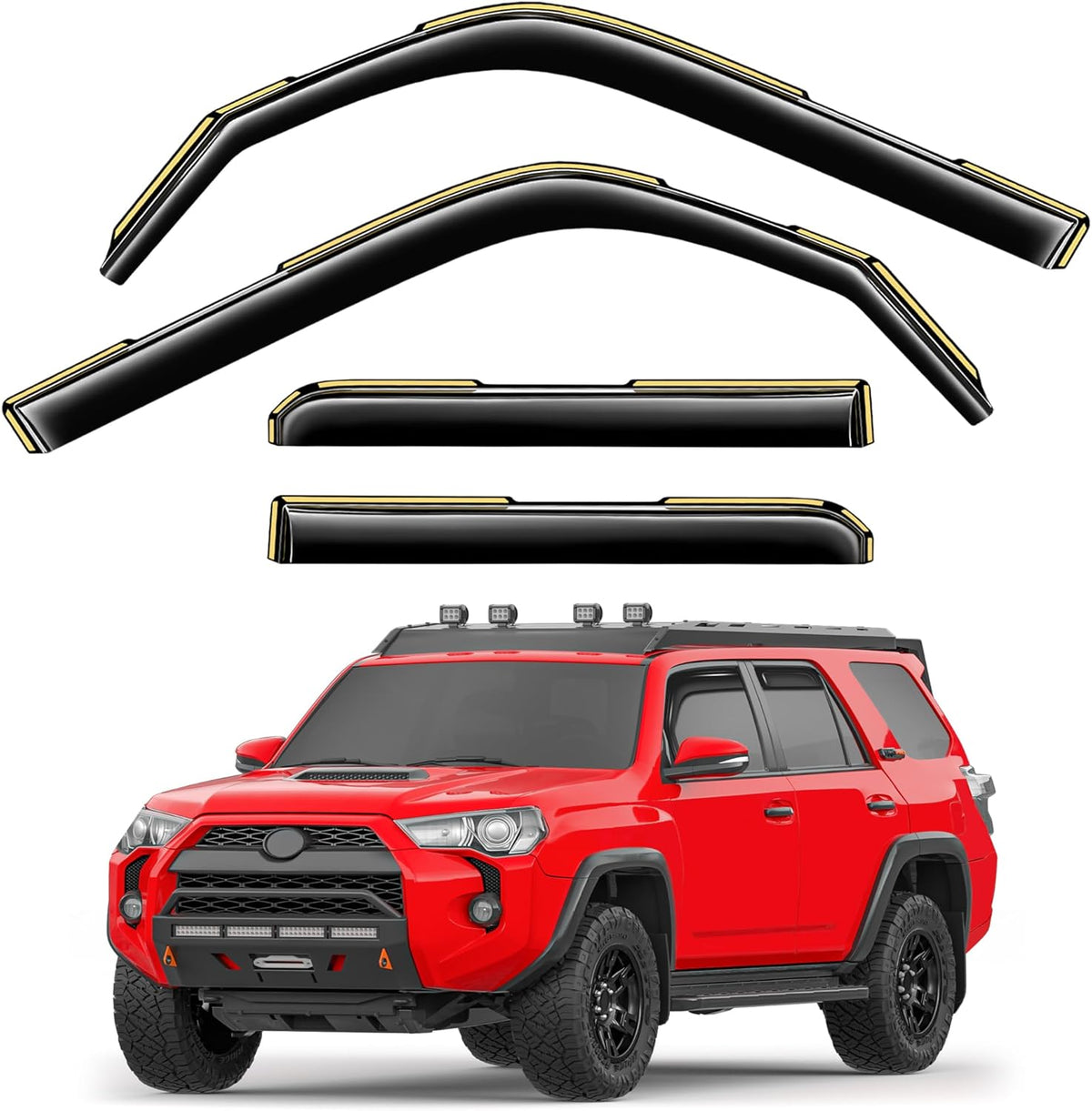 in-Channel Window Rain Guards Fit for Toyota 4Runner 2010-2024 Extra Durable Window Visors Window Deflectors Vent Visors Vent Shades Car Accessories-4 pcs 2-Q09