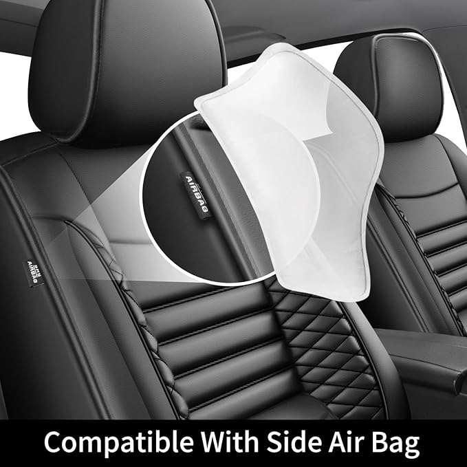 Fit Legacy Car Seat Covers(Only for 5 Seats Version)for Select Ford Legacy 2008-2024 2025 2026 - Full Coverage Leather,Airbag Compatible,Waterproof & All Weather Seat Cushion Protector(Black)