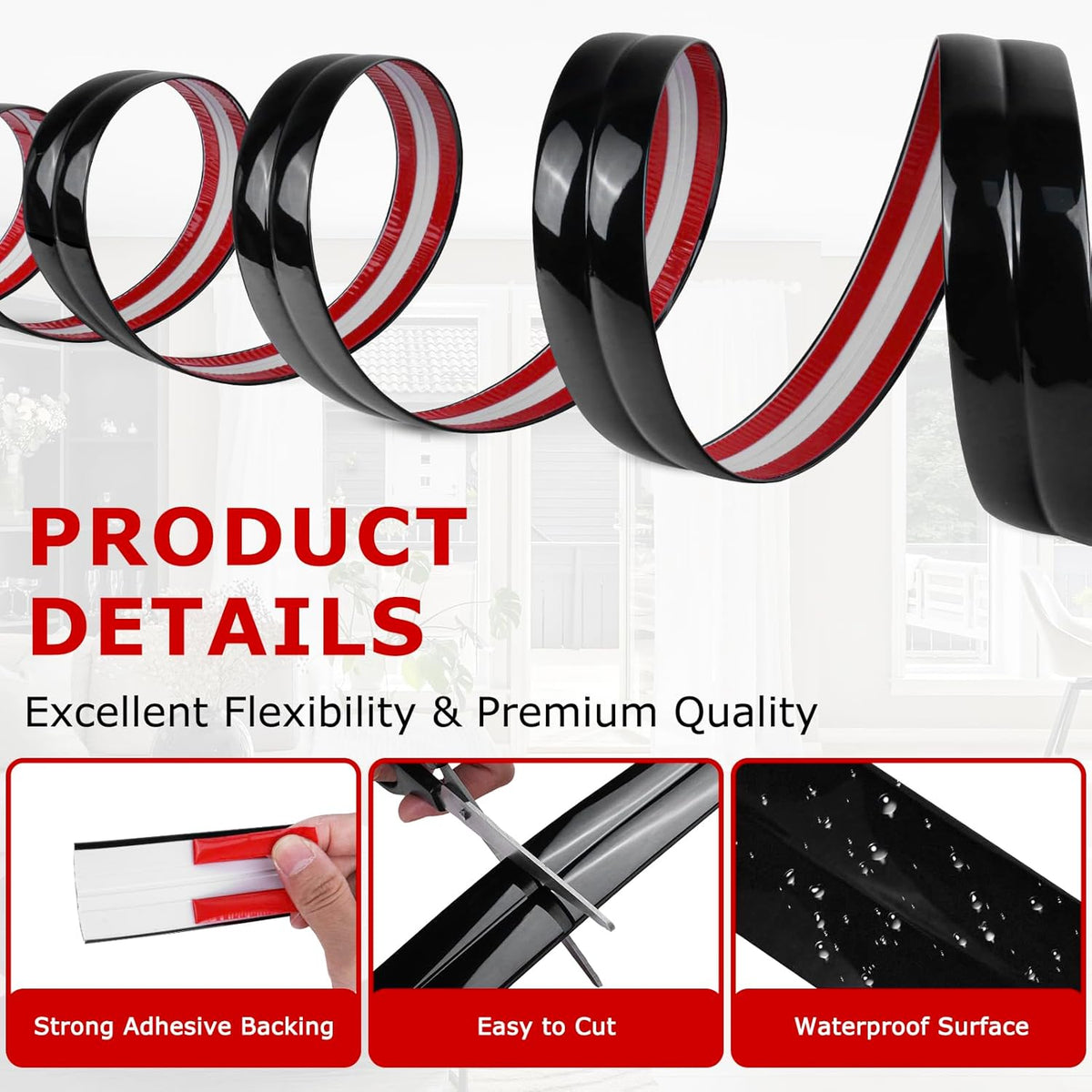 Flexible Wall Corner Protector Moulding Trim Peel and Stick Wall Corner Guards Edge Protector Self Adhesive Molding Trim Strip for Edge Ceiling (Black, 0.8 in x 20 Ft)