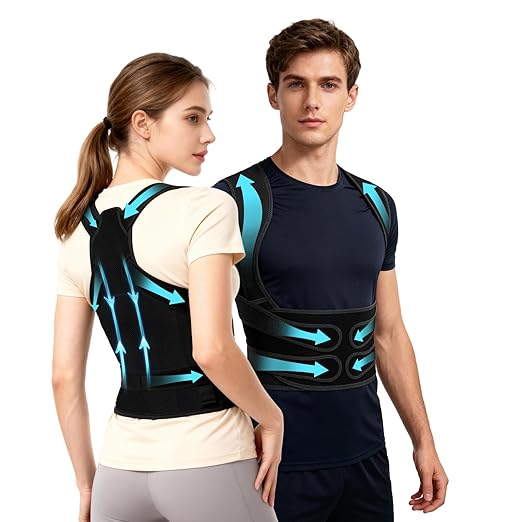 Posture Corrector for Women & Men, Back Brace Straightener with Adjustable Support, Relief for Neck/Shoulder/Back Pain, Scoliosis & Hunchback Correction, Breathable Mesh Design