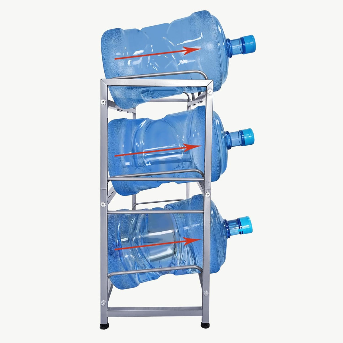 5 Gallon Water Jug Holder 9 Jugs Capacity, Newly Upgraded 3-Tier Heavy Duty Water Cooler Jug Storage Rack, Detachable Organizer Shelf for Home, Office, Garages Black