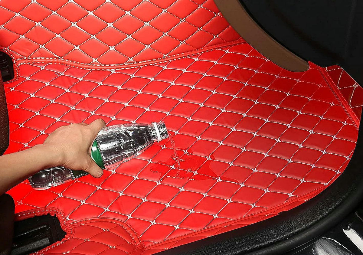 Custom Artificial Leather Waterproof All-Weather Car Floor Mats Fit for 99% Sedan SUV Sports Car Vehicle Car Mat (Yellow)