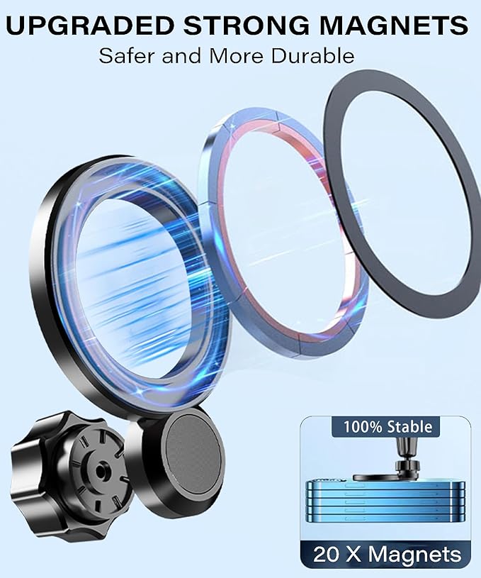 Magnetic Car Phone Mount for 2025 2026 Toyota Camry Accessories, for MagSafe Strong Magnets Cell Phone Holder 8-Inch Screen Cradles, with Portable Phone Gripper 360° Rotation