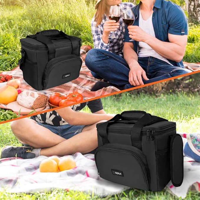 OPUX Soft Cooler Bag, Insulated Collapsible Lunch Cooler Bag for Men Work Camping Beach Travel, Portable Soft Sided Leakproof Waterproof Large Lunch Bag Box with Shoulder Strap 18 Cans, Black