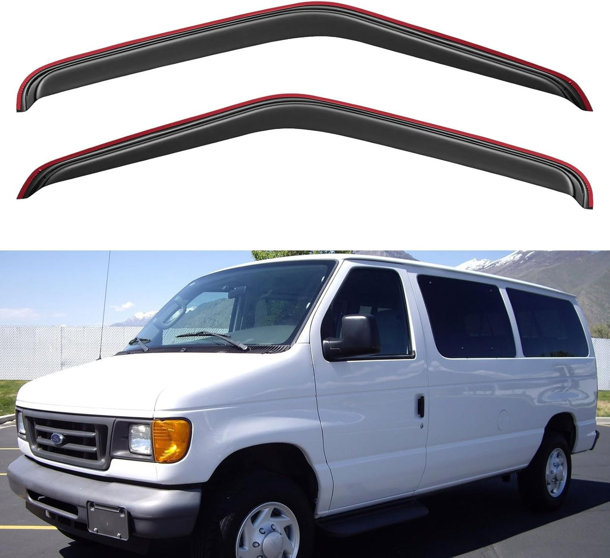 in-Channel Window Visors Rain Guards for 1992-2006 Ford E-150/E-250/E-350/E-450/E-550 Super Duty, Window Vent Wind Deflectors Visors Shades for 92-06 Econoline Cargo Van, 2PCS