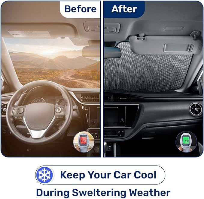 GENANY Horse Funny Windshield Sun Shade for Car SUV Truck (55x30 Inches), Sun Shade Windshield, Shades for Front Windows, Protector Blocks U, Spring Car Decor
