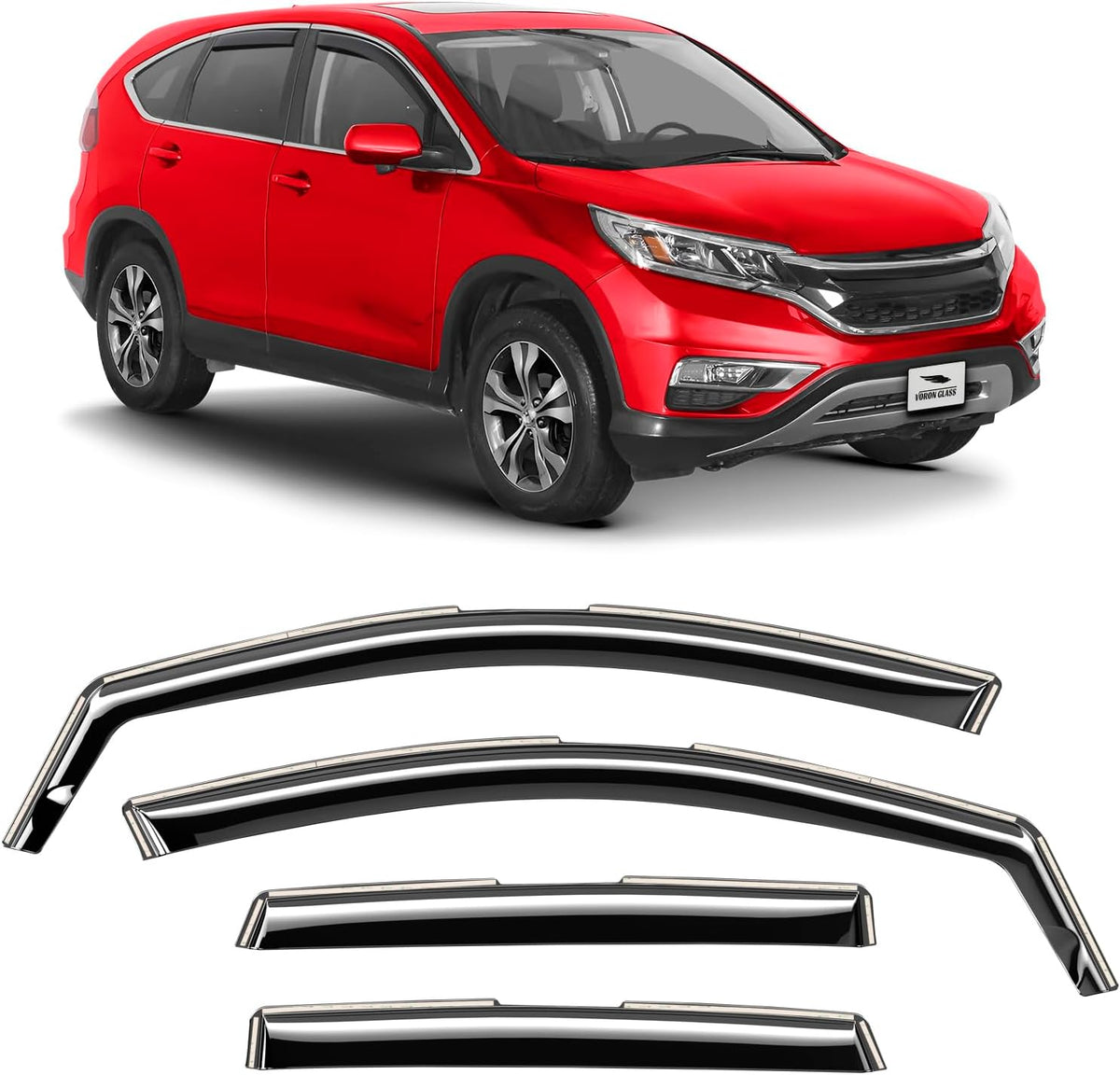 Voron Glass in-Channel Extra Durable Rain Guards for Honda CR-V 2012-2016, Window Deflectors, Vent Window Visors, 4 Pieces - 200562