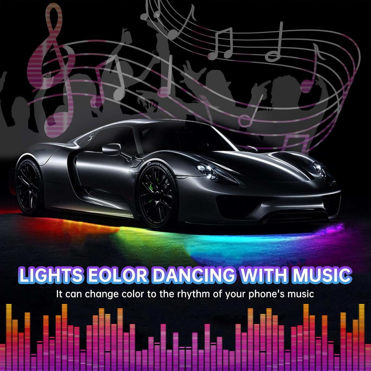 Underglow Lights for Car, 6 Pcs Led Strip Lights with RGB Dream Color Chasing, APP Control 12V Flexible LEDs Underbody Lights, Waterproof Underglow Led Light Kit