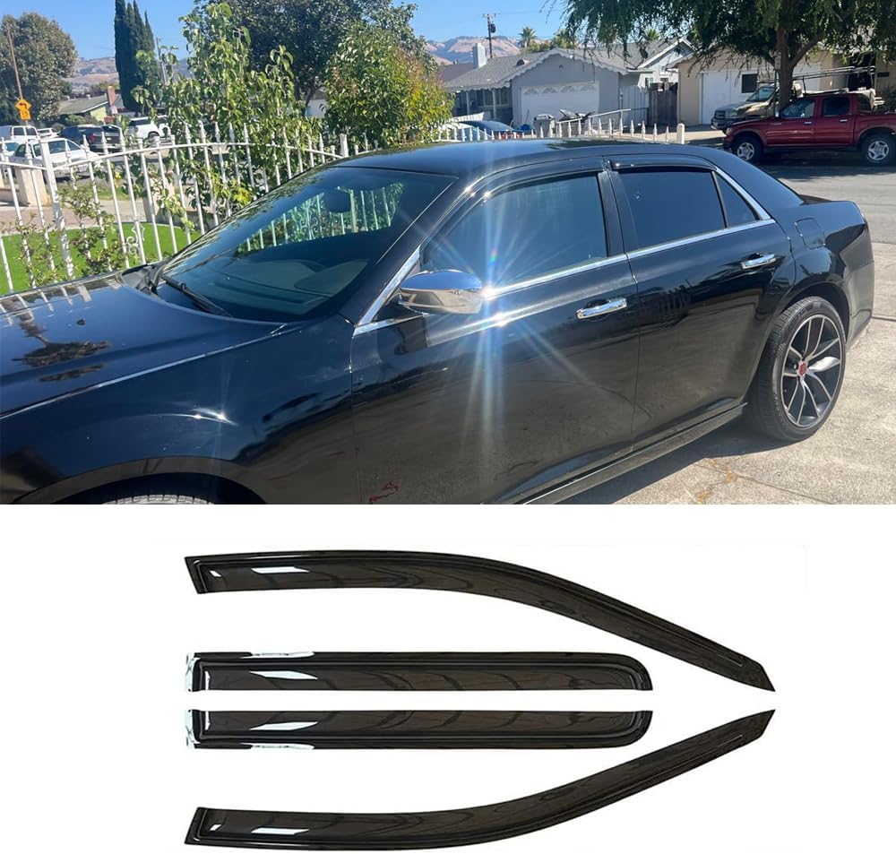 Sunproof Waterproof Side Window Wind Deflector, 4pcs Protective Replacements Rain Guards Set, Window Visor fit for 2011-2023 Chrysler 300 94432