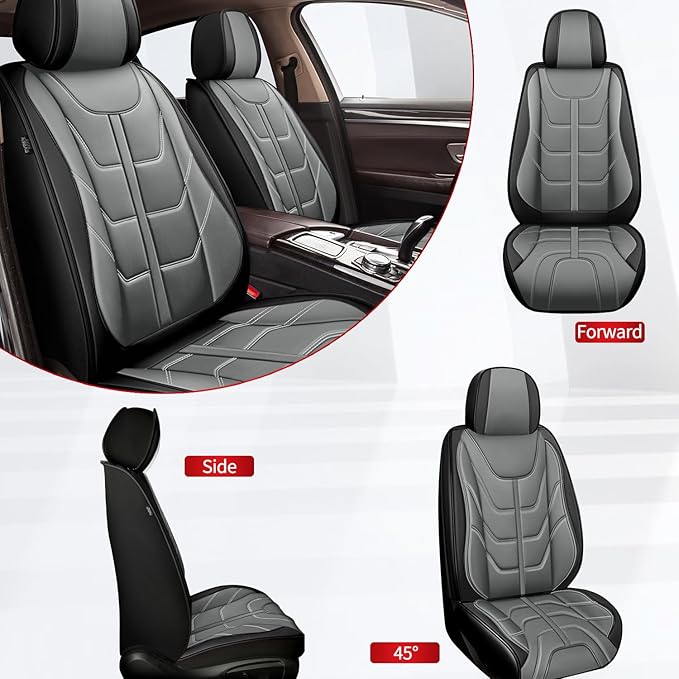 TTX LIGHTING Car Seat Covers fit for Jeep Patriot 2007-2017 Front Seat: Premium Leather Automotive Seat Cover with Airbag Compatible Waterproof (2 Seats, Black & Gray)