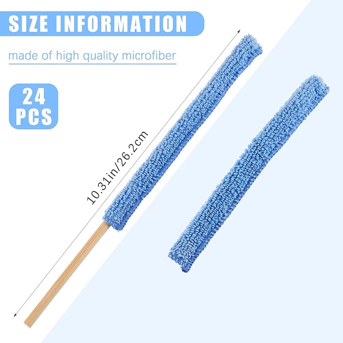Honeydak 24 Pieces Microfiber Detail Duster Sticks Mini Duster Crevice Cleaning Tool Car Air Vent Cleaner Fan Cleaning Brush for Home Air Vent Window The Smallest Spaces