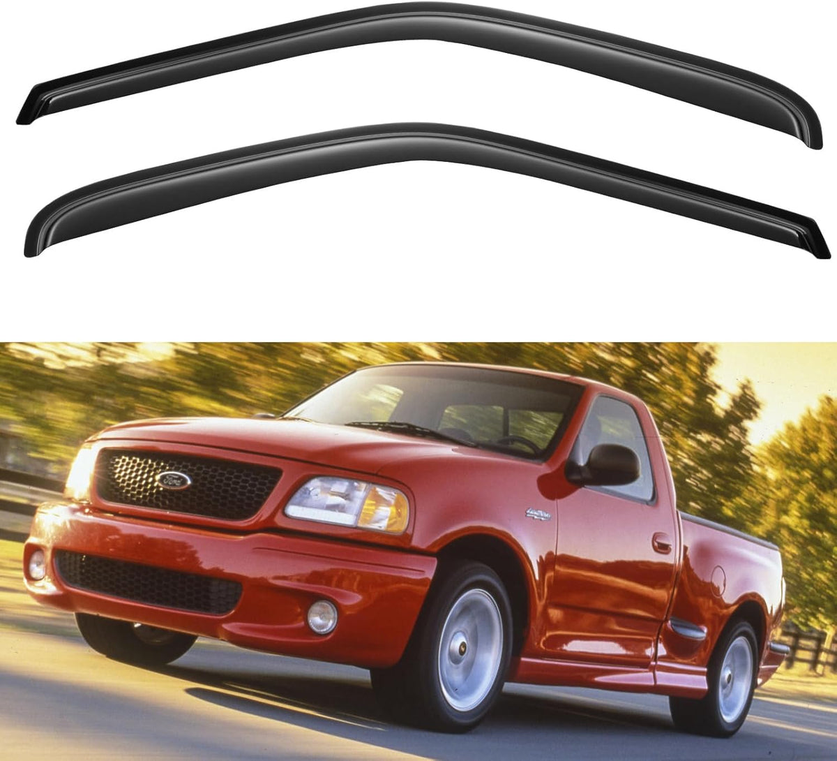 Window Visors Rain Guards for 1997-2003 Ford F150 Standard Cab, Out-Channel Window Vent Wind Deflectors Visors Shades for 1997-1999 F250, 2004 F-150 Heritage Regular Cab, 2PCS