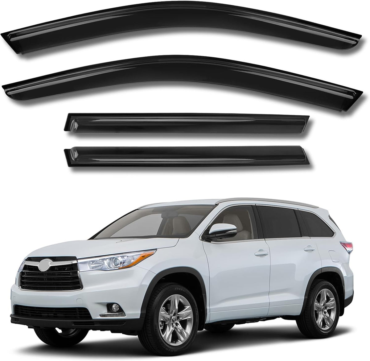 Rain Guards for Car Windows, Tape-On Window Visors Rain Guards Fit for 2014-2019 Toyota Highlander, Window Deflectors, Vent Visors for Toyota Car Accessories, 4 Pieces