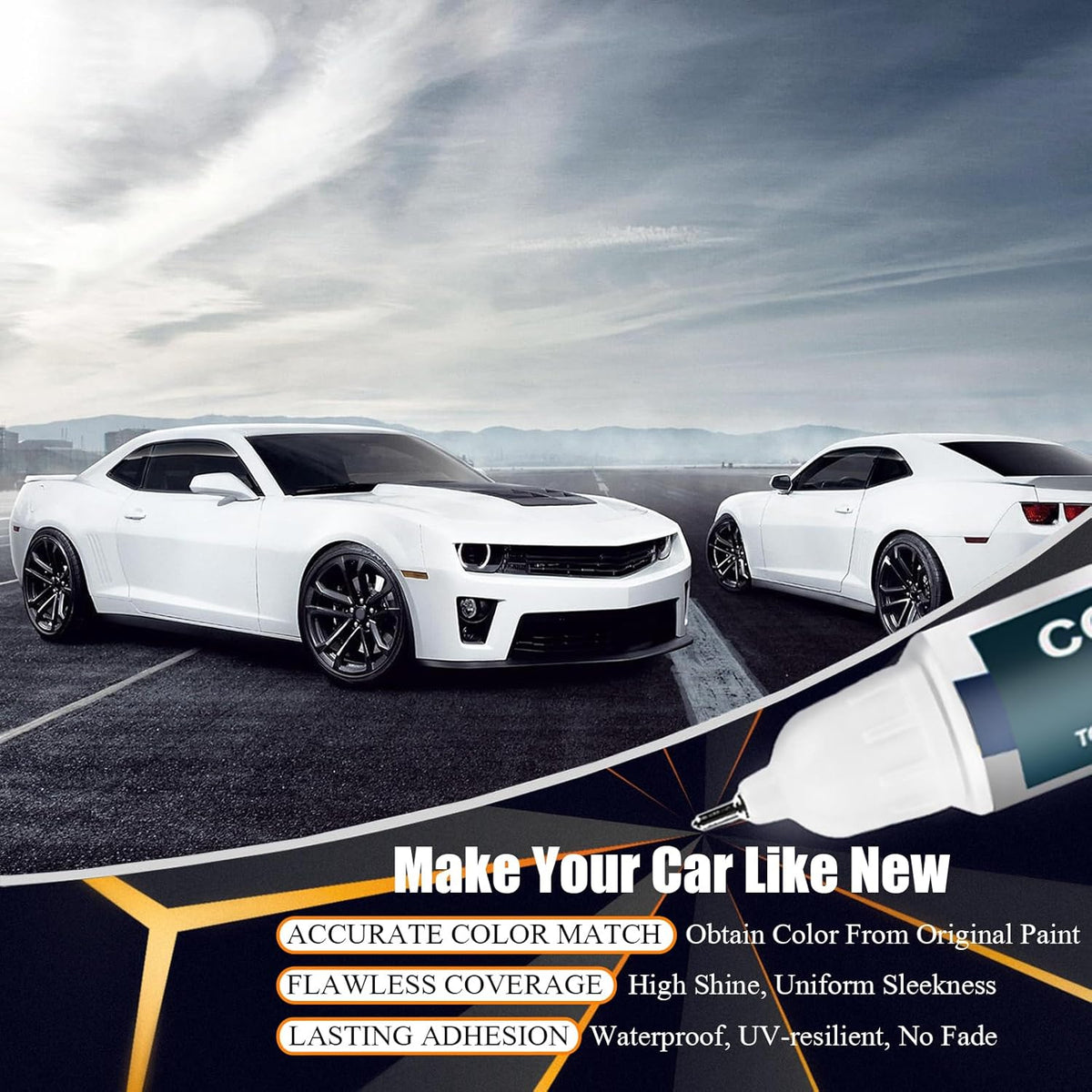 Mosaic Black Metallic(GB8/WA384A) Touch Up Paint Compatible with Chevrolet, Car Paint Pen Scratch Repair Two-In-One Touch Up Paint, Premium Car Scratch Remover for Deep Scratches