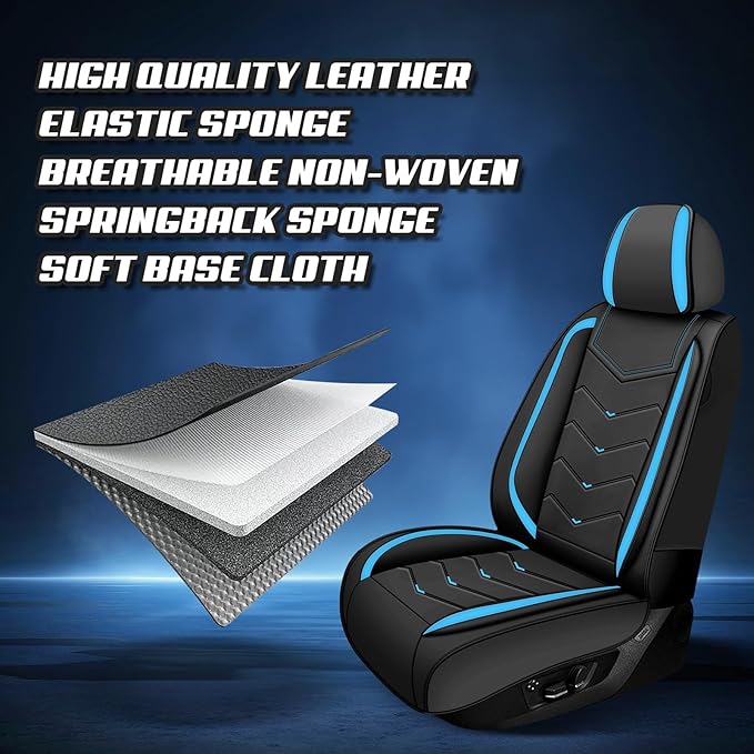 Car Seat Covers for Hyundai Sonata 2002-2026, Premium Nappa Leather Car Seat Cover, Stylish Sport Seat Covers， Automobile Seat Cover Sets.(Luxury 5 Seats/Black Blue)