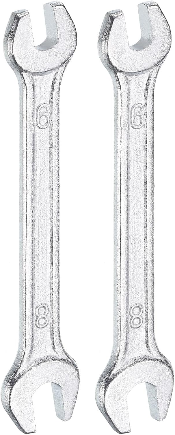 HARFINGTON 2pcs Double Open End Wrench 6mm x 8mm Metric 15 Degree Offset Angle Small Flat Head Wrench Galvanizing Open Ended Spanner for Automotive Repair Furniture Assembly