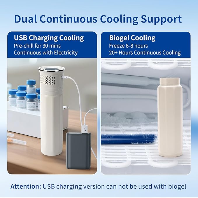 Insulin Cooler Travel Case, TSA Approved Diabetic Travel case with Lightweight Design, USB Charging Cooling Medicine Mini Refrigerator, 3-6 Pens Portability for Daily Use and Multi-Day Trips On-the-Go