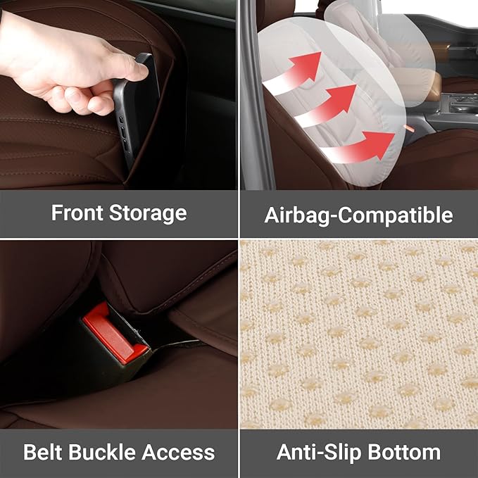 Coverland Custom Fit Car Seat Covers for Car Compatible with [Cadillac DTS, Oldsmobile Cutlass] Premium Water Resistant Leather Non-Slip Interior Protector [Full Set Dark Brown - Size Chart X78]