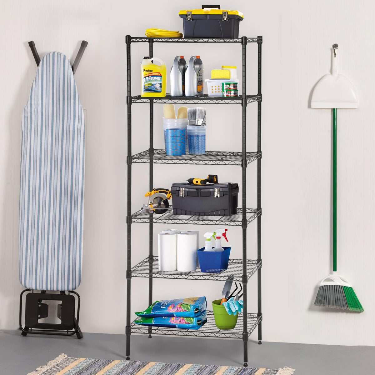 BestOffice Adjustable Wire Shelving Storage Shelves Heavy Duty Shelving Unit for Small Places Kitchen Garage (Black, 13 D x 23 W x 59 H)