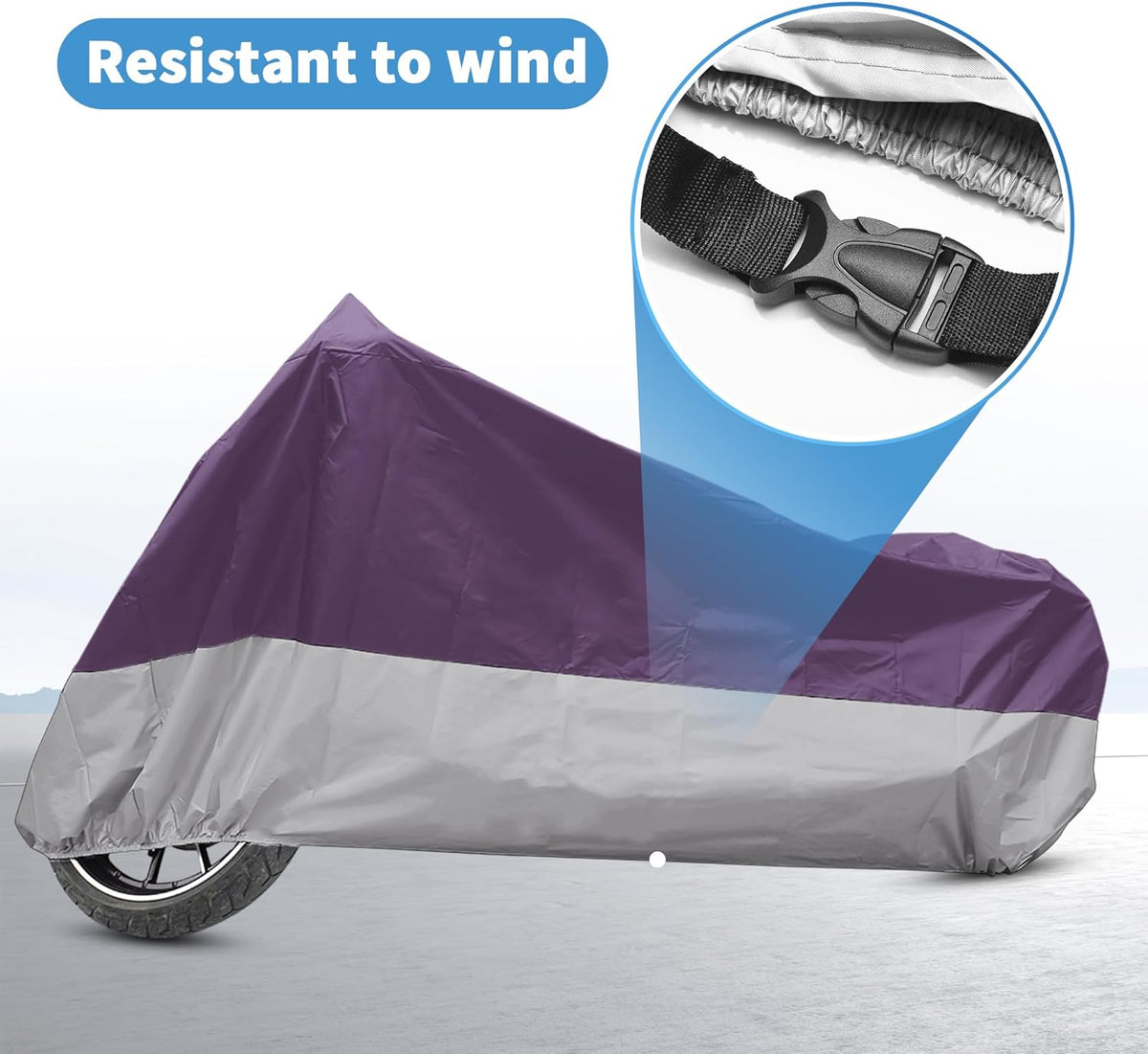 X AUTOHAUX Motorcycle Cover for Harley Davidson for Honda for Suzuki All Season Waterproof Outdoor Protection Motorbike Cover Fits Up to 116.14'' Motorcycles Cover XXXL Purple Silver Tone
