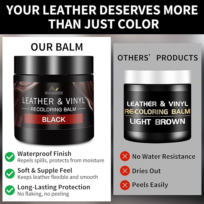 Leather Recoloring Balm with 100ml Mink Oil, Black Leather Repair Kit and Scratch Remover for Furniture, Car Seats, Sofas, Dye & Restorer for Couches, Vinyl, PU, Faux