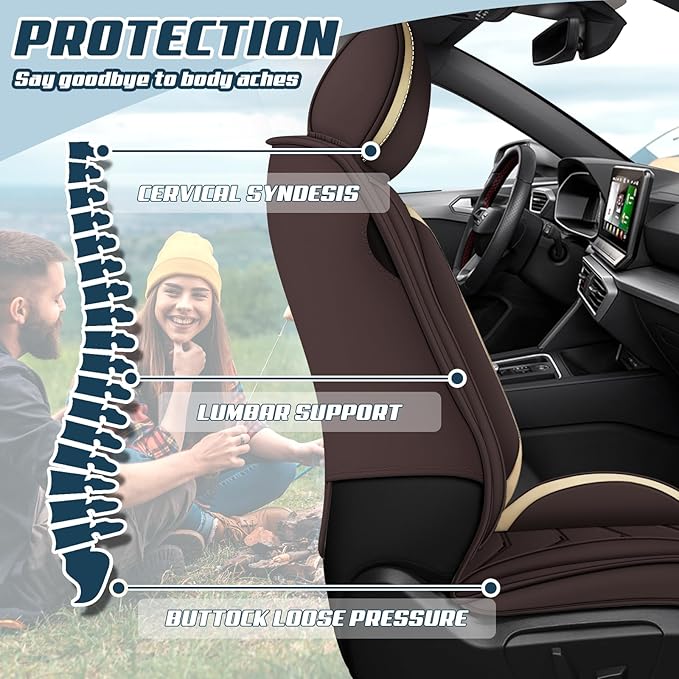 Car Seat Covers for Mercedes-Benz S-Class 2005-2025, Premium Nappa Leather Car Seat Cover, Stylish Sport Seat Covers， Automobile Seat Cover Sets.(Standard 2 Seats/Coffee Color)