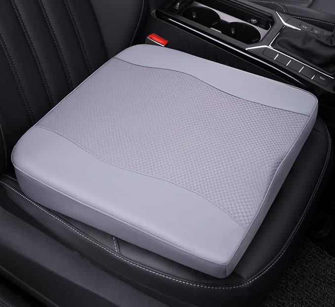 Car Seat Cushion, Comfort Memory Foam Car Cushions for Driving - Sciatica & Lower Back Pain Relief, Driver Seat Pillow for Auto, Office Chair, Wheelchair - Gray